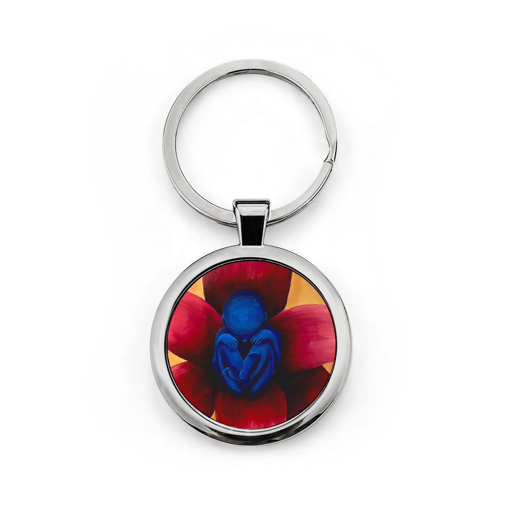Rebirth Round Stainless Steel Keychain