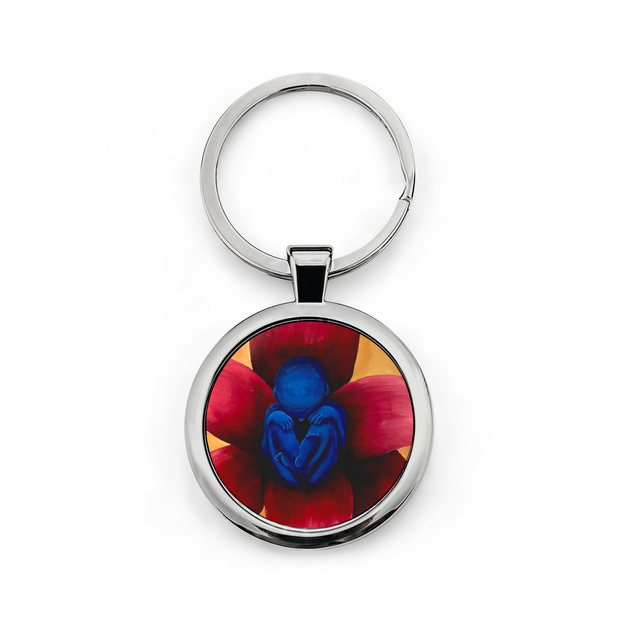 Rebirth Round Stainless Steel Keychain