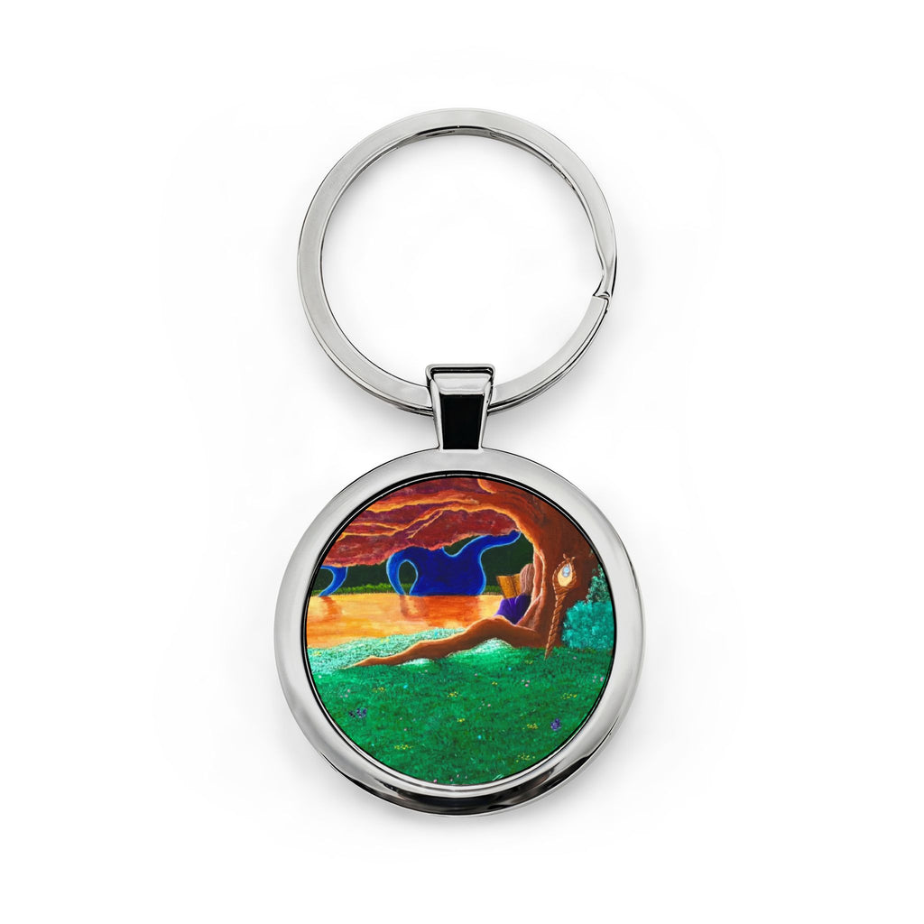 Path of Wisdom Stainless Steel Round Keychain