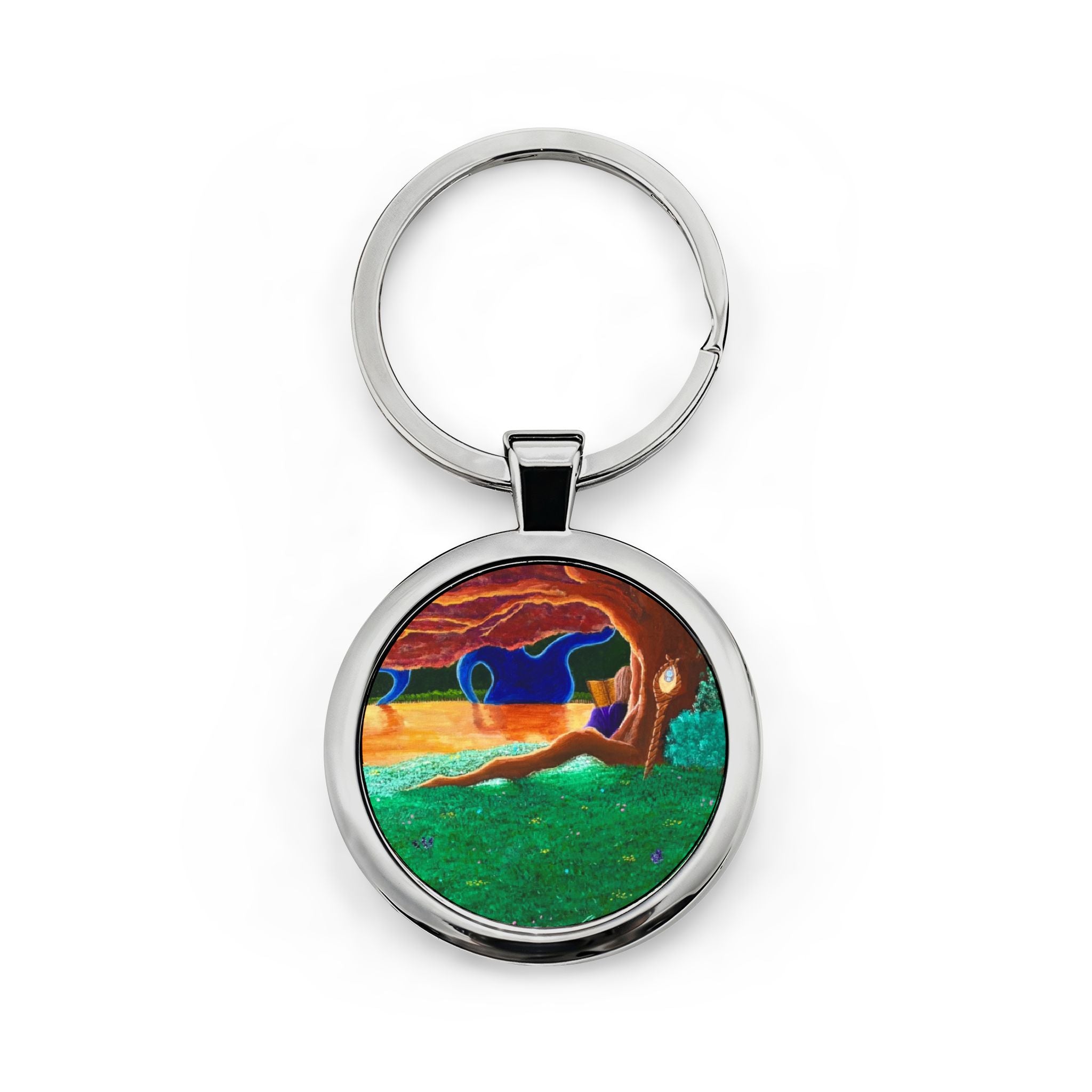 Path of Wisdom Stainless Steel Round Keychain
