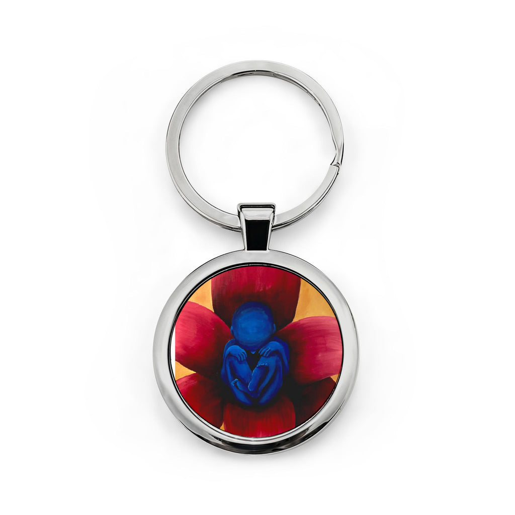 Rebirth Round Stainless Steel Keychain